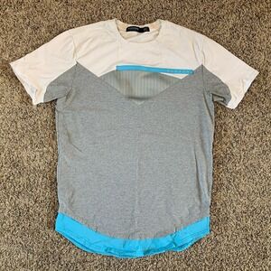 Hudson Outerwear Shirt Mens‎ M White Gray Blue Drop Cut Color Block Tee Y2K